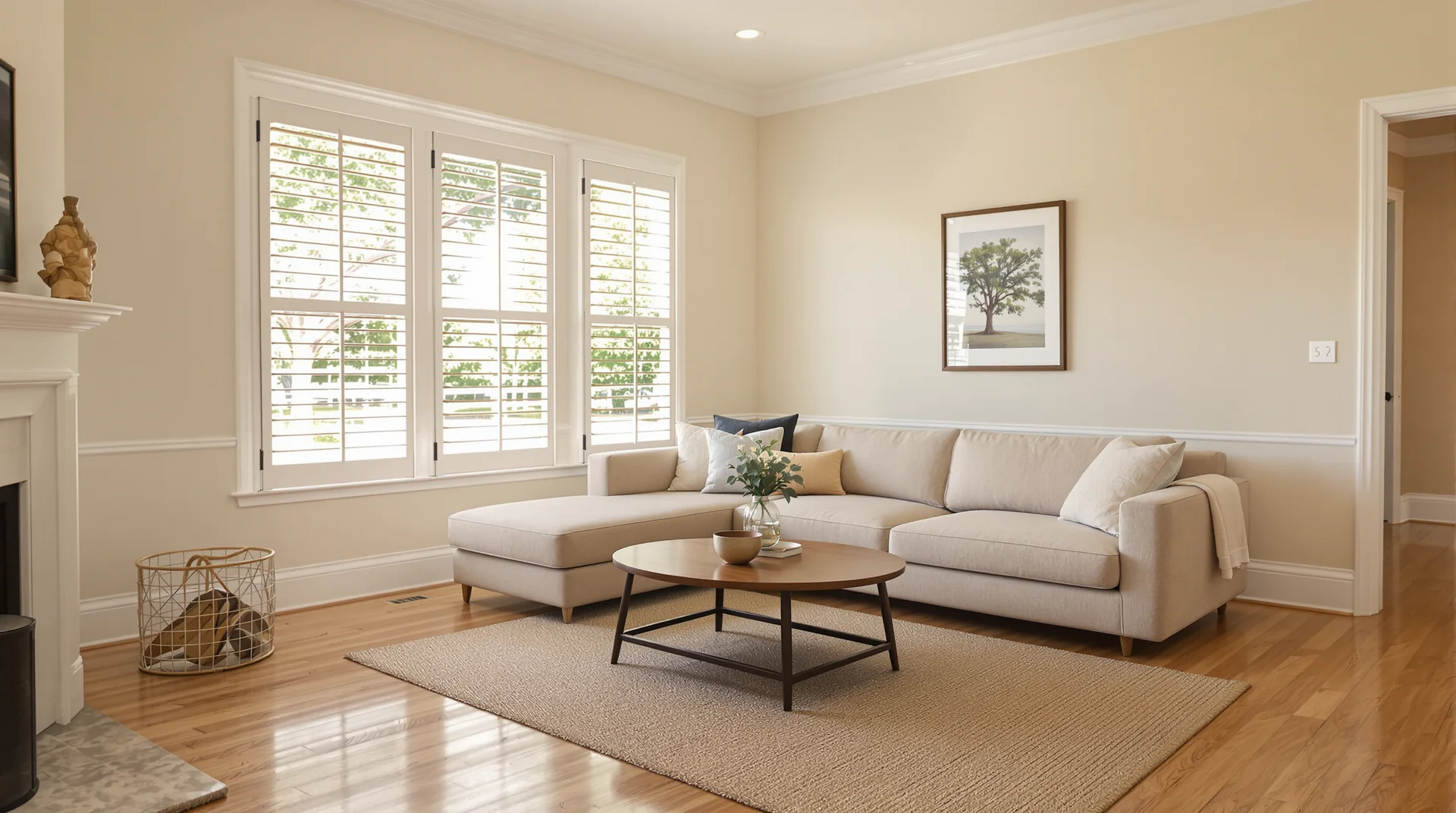 The same living room fully dry and restored